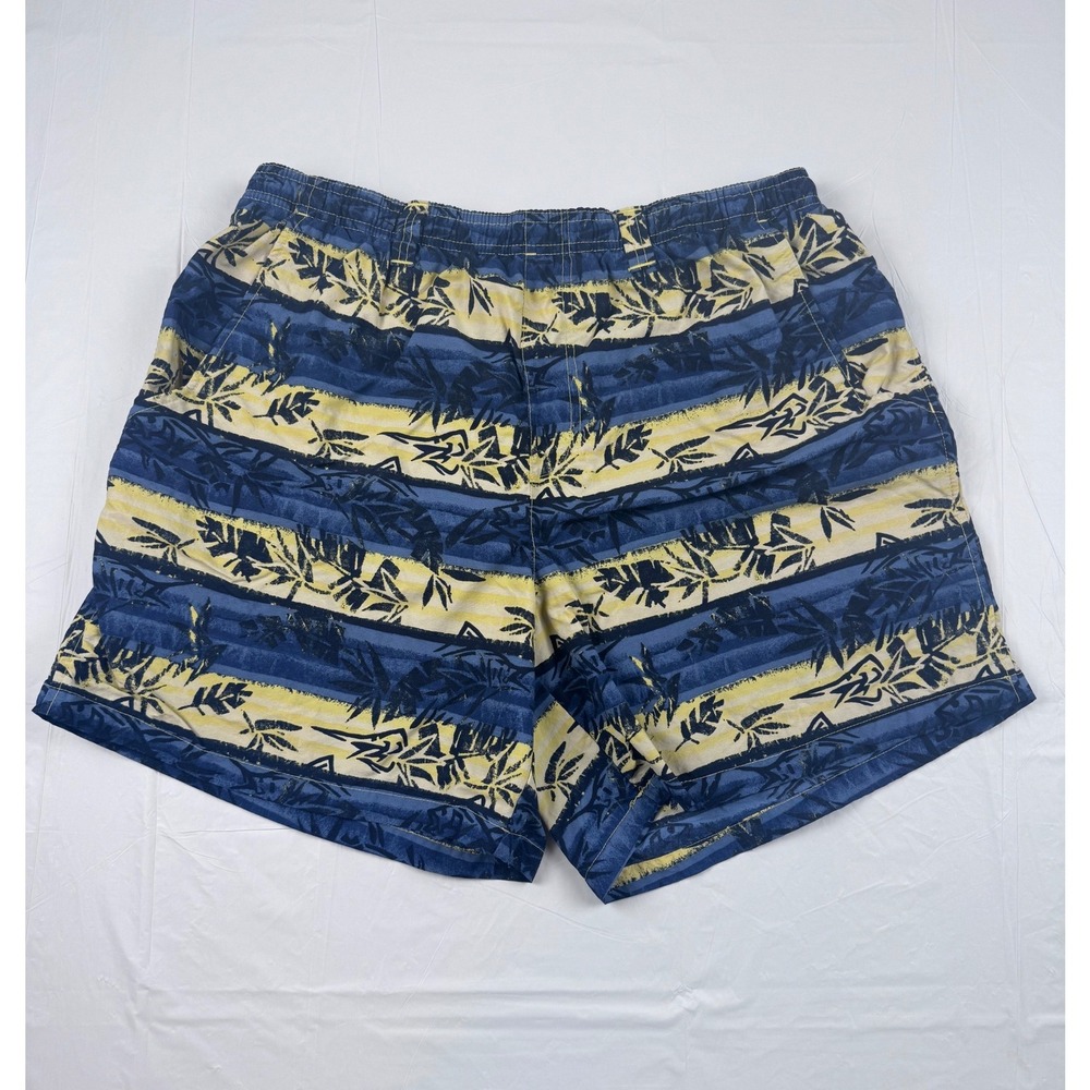 Columbia Sportswear Mens Blue Yellow Tropical Palm Print Swim Trunks Size Large